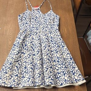 Parker Blue and White Patterned Kids Dress